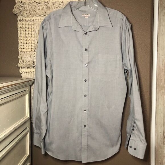 Merona Gray Button Down Dress Shirt Size Large - Picture 1 of 6